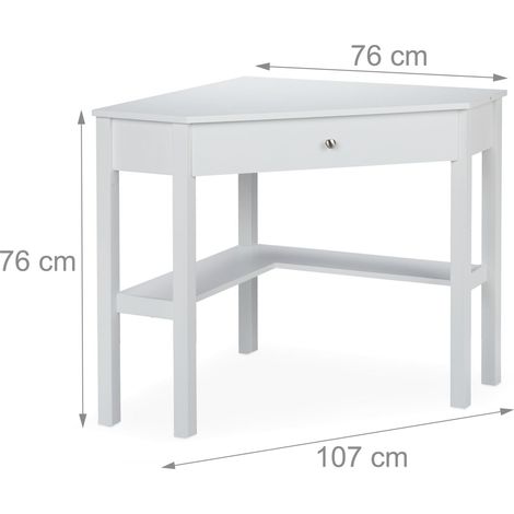 Scrivania angolare compatta con cassetto portaoggetti 70 x 50 x 75 cm in legno bianco 130008139