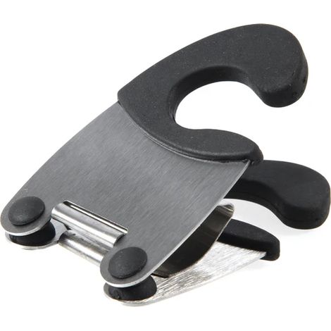 1 Clips laterales de acero inoxidable para ollas, soporte para cucharas antiescaldaduras, utensilios de cocina de goma, color negro (1/4)