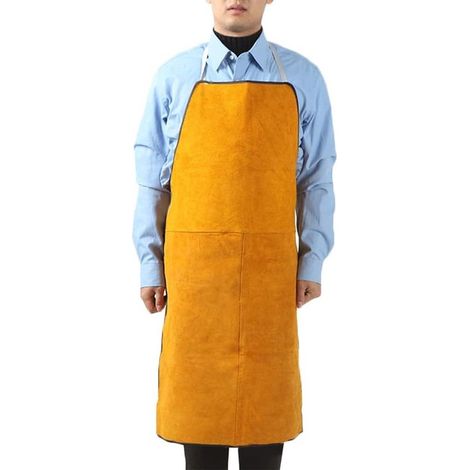 Delantal de taller，delantal de soldadura de cuero grueso，delantal de soldadura ajustable para hombres y mujeres，ropa de protección，1 (1/5)