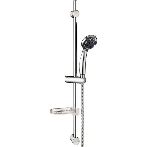 Colonne Barre de douche chromee entraxe reglable 70 cm douchette 5 jets mobile (1/4)