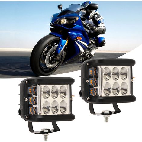 Zwei 9-32V LED-Arbeitsscheinwerfer (gelb + weiß + gelbe Beleuchtung an drei Seiten), geeignet für ATVs, SUVs und LKWs (Lieferung in einem PE-Beutel). (1/5)