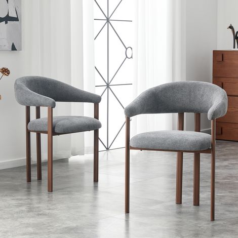 Set di 2 poltrone a botte, poltrona moderna in tessuto con gamba in ferro e comode poltrone, poltrona per stile country/sala da pranzo/soggiorno, grigia (1/5)