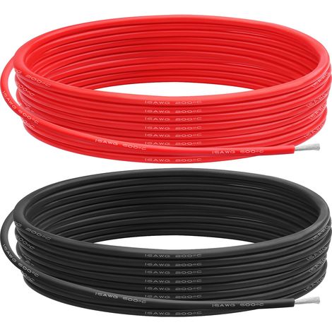 Fil de Silicone de Calibre 16, 1.27 m㎡ 16 AWG Câble électrique 10m(5m Rouge+5m Noir), Faible Impédance Douce et Flexible 0.08 mm 252 Torons Fil de Cuivre pour Voiture RC/Drone/Projets Arduino (1/5)
