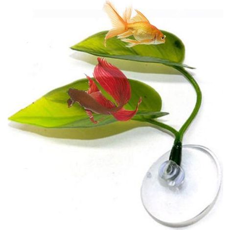 Feuille artificielle pour aquarium, décoration accessoire ventouse puissante, feuille de repos pour poisson Betta (1/5)