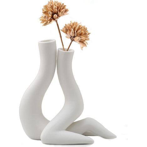 Dekorative Vase, Weiße Keramikvase, Moderne Vase für Pampas, Keramik Liebespaar (1/4)
