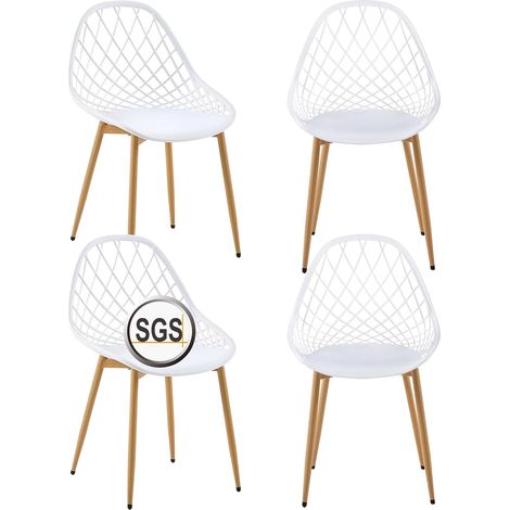 H.J Wedoo – Lot de 4 chaises de jardin – Coque en polypropylène – Cadre en fer – Repose-pieds réglable – Charge maximale 140 kg – Dimensions 42x47x84 cm (1/5)