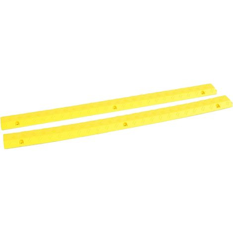 Lot de 2 Protections de Câbles Robustes, Rampe de Verrouillage Antidérapante, Couvercle de Cordon en Caoutchouc pour Allée et Couverture de Fil de Sol, Rampe de Câble Jaune Extérieure (1/5)