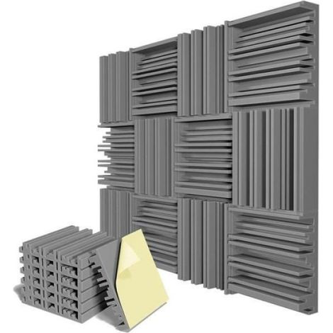 de Mousse Acoustique Auto-AdhéSifs Mousse Insonorisante 12X 12X 2Pouces Mousse Insonorisante pour Studio D'Enregistrement Gris (1/4)