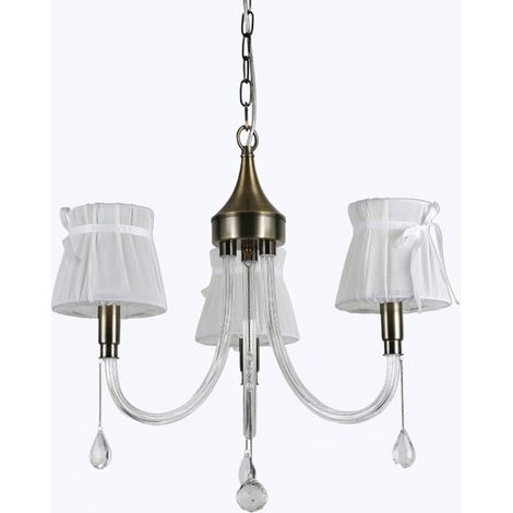 TrAdE Shop Traesio - Lampadario Classico Bronzo Bianco A 3 Bracci Lampada Da Soffitto A Sospensione 92402 - (1/3)