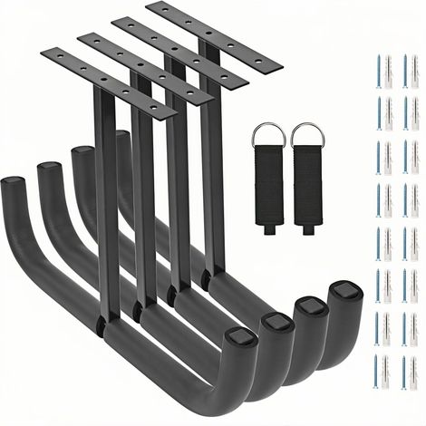 Crochets de rangement au plafond pour garage, étagère double robuste pour bois, échelle, vélos, pneus et autres articles encombrants (4, 84 cm) (1/5)