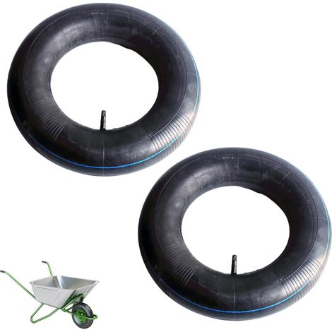 Lot de 2 chambres à air pour roue de brouette 4,80/4,00-8 - Pneus intérieurs avec valve coudée - Tuyau de rechange pour roue de jardin (1/5)