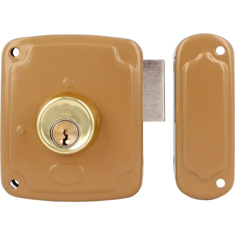 AMIG Serrure en applique et verrous 72PU 80 x 95 mm Acier Émaillé or - Droite (1/4)