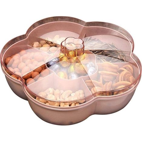 Scatola portaoggetti creativa per frutta secca – 4 scomparti, impermeabile e resistente all'umidità, con coperchio ermetico in plastica rigida.