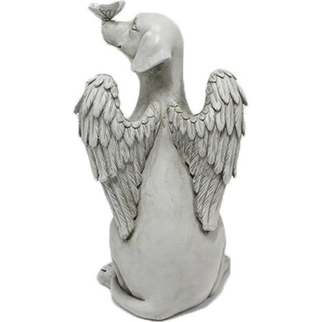 Statue commémorative pour chien en résine avec ailes de papillon, décoration extérieure pour jardin ou cour (1/4)