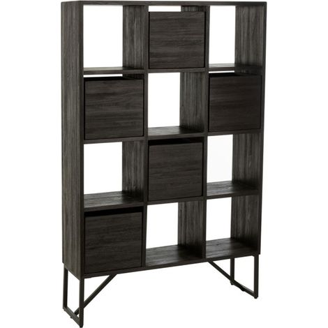 Étagère Avec Tiroirs en Bois "Teck" 158cm Noir (1/5)