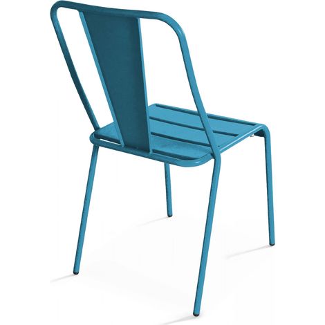 Chaise de jardin en métal bleu pacific (1/5)