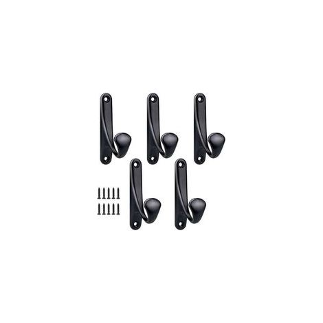 Schwarz – 5 Stück 86 x 47 mm, Wandhaken zum Einschrauben, minimalistische und robuste Wandhaken aus Zinklegierung, Garderobe für Türrahmen, Eingangsbereich, Schlafzimmer, Badezimmer, vielseitig einset (1/4)