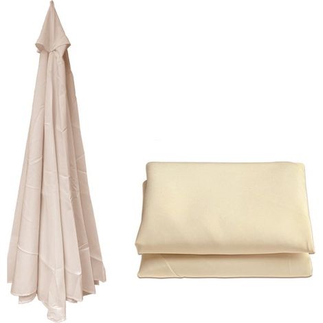 Toile de rechange pour parasol, tissu résistant à la pluie et au soleil, pour parasol de jardin, tête de parasol à 6 bras (diamètre 2,7 m) - Beige - diamètre 2,7 m (1/5)
