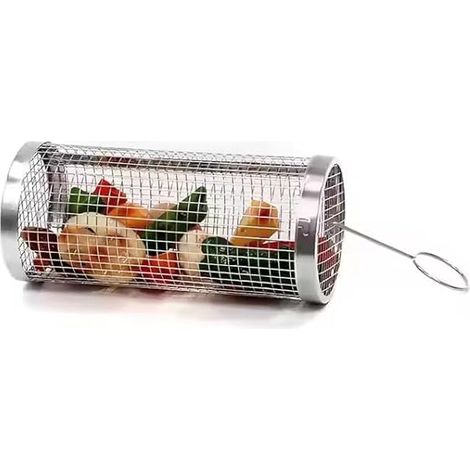 1 Grillkorb aus Edelstahl Drehbarer Grillkorb für Gemüse, Mais, Fisch und Fleisch Drehbarer Grillkorb (1/5)