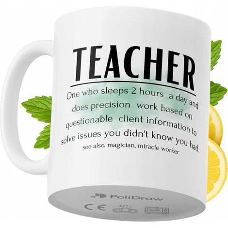 Mug humoristique pour professeur, avec un texte amusant et un design graphique original. Idéal pour les anniversaires, les fêtes et les occasions spéciales. Mug premium pour la maison, le bureau et le (1/5)