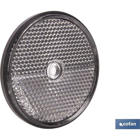 Réflecteur catadioptrique blanc rond de 60 mm avec trou central pour une installation facile (1/4)