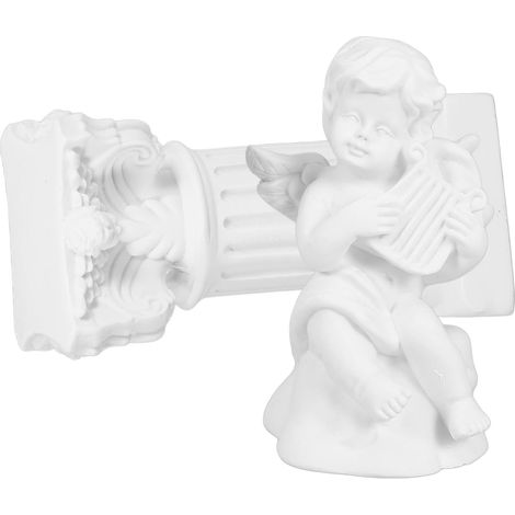 figurine d ange nordique en résine colonne romaine blanche