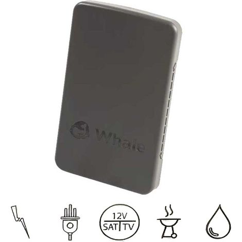 Whale Easi-Slide - Couvercle pour prises extérieures, gris, sans serrure, pour camping-car, van aménagé, vanlife (1/2)