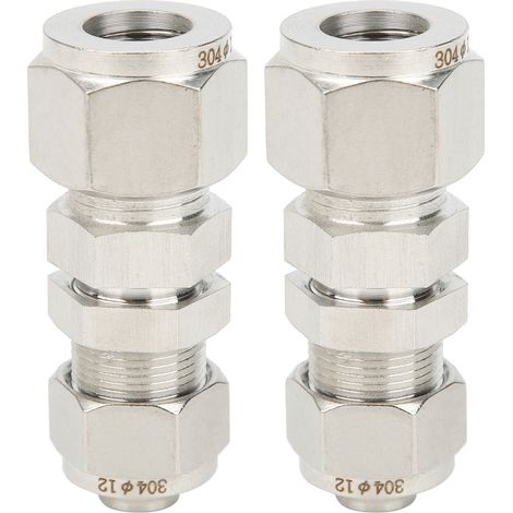 Raccord traversée droite 2 pièces en acier inoxydable 304, raccord à compression Ф12x10 pour tube, connecteur étanche, utilisation industrielle (1/5)