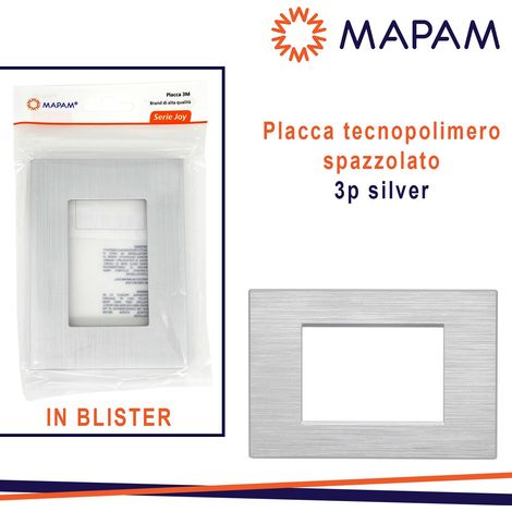 PLACCA TECNOPOLIMERO SPAZZOLATO 3P JOY T3 SILVER IN BLISTER