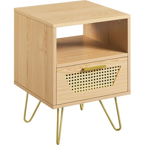 Yaheetech Comodino da Letto con Cassetto e Scomparto Comodino Moderno Mobiletto da Camera da Letto Porta Lampade 40 x 40 x 55 cm Legno Quercia Chiaro (1/5)