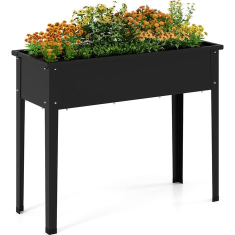 Fioriera rialzata 100 x 40 x 80 cm, in metallo con gambe, fori di drenaggio, per ortaggi, frutta e fiori, fioriera per interni/esterni (1/5)