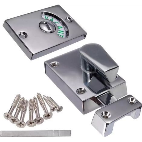 1PC Verrou de porte avec indicateur d'occupation, pêne dormant vide/engagé pour salle de bain WC toilettes publiques (nickel satiné) (1/4)