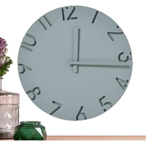 Horloge murale créative simple – 30,5 cm – Horloge murale ronde silencieuse et moderne Texture ciment sans tic-tac, décoration murale simple pour salon (1/5)
