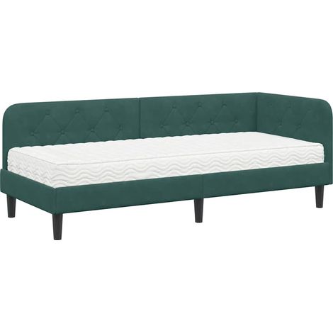 Maison Exclusive - Cornice del letto ad angolo Verde Scuro 80 x 200 cm Velluto