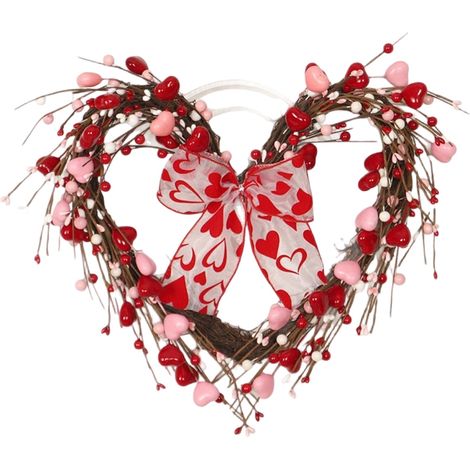 Guirlande Murale En Forme De Cœur - Branches Naturelles Et Baies Artificielles - 40 Cm - Décoration Intérieure Extérieure Pour Porte Mur Fenêtre (1/5)