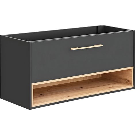 Vente-Unique – Meuble sous vasque simple anthracite 120 cm – Panneau de particule – Tiroir coulissant soft close – Éco-responsable fabriqué en Europe (1/4)
