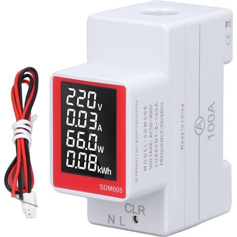 AC Digital Display Meter Rail Type Power Voltmeter Energy Reset Clear Function AC50300V (1/4)