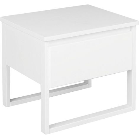 Bedside Table White Pine Wood 50 x 43 cm with One Drawer GIULIA (1/5)