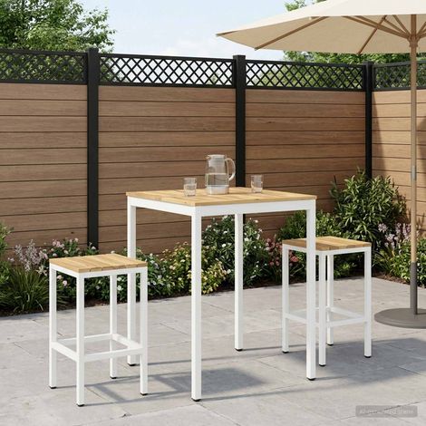 vidaXL Mesa de Bar para Jardín NAARDEN Blanco 80 x 80,5 x 105 cm (1/5)