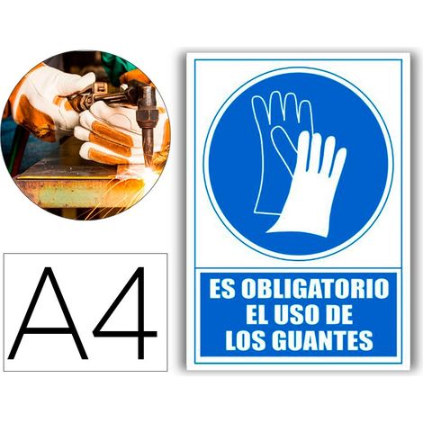Pictograma archivo 2000 obligatorio uso de guantes pvc azul luminiscente 210x297 mm