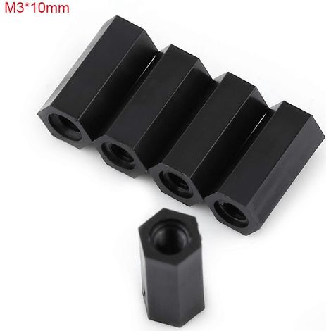 100 entretoises noires PA66 M3 à filetage interne x M3 (M310)