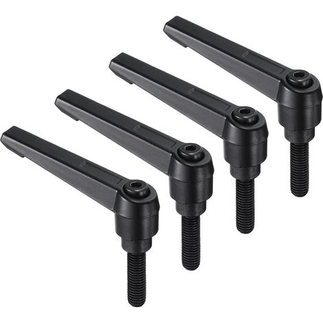 Lot de 4 Poignées à levier M8 x 25 mm Acier au carbone Noir Mécanisme verrouillage rapide Pour machines industrielles (1/5)