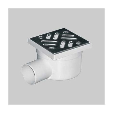 chiusino con scarico laterale griglia in acciaio inox 15x15 cm - scarico ø 50 mm