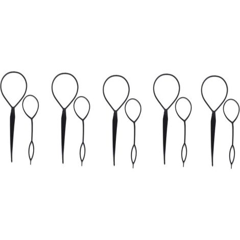 Conjunto de 10 accesorios para peinar el cabello, diadema negra para moños y rizos. (1/5)