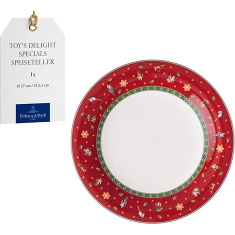 Assiette Plate Rouge, Lave-Vaisselle, Compatible Micro-Ondes, Vaisselle, Article de Noël, Décoration Noël Table, Porcelaine (1/5)
