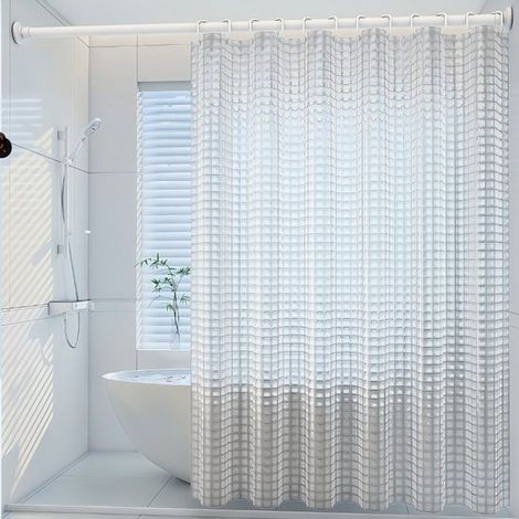 180x180cm Duschvorhang mit Eiswürfelmuster, magnetisch, wasserdicht, aus EVA (Eisblau/Transparent) (1/5)