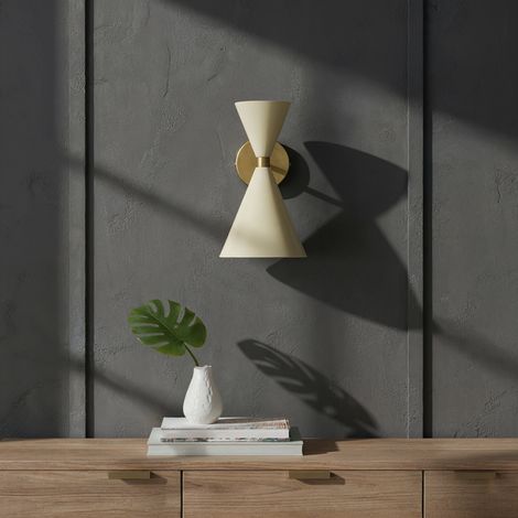 Aplique de Pared Beige y Oro con Luz Doble  Serie XENA (1/5)