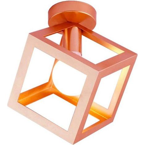 Lampe De Plafond En Forme De Cube Luminaire Plafonnier Moderne Plafonnier Rétro Vintage Or Rose (1/5)