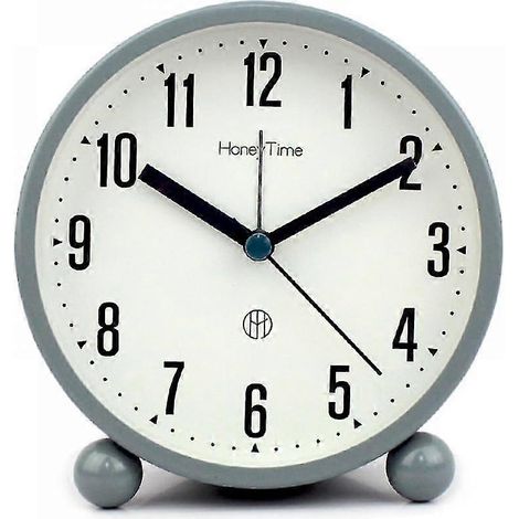 Analoger Wecker, 10 cm, ultraleise, kein Ticken, mit Nachtlicht, batteriebetrieben, schlichtes Design, für Schlafzimmer, Nachttisch, Schreibtisch - g O( )