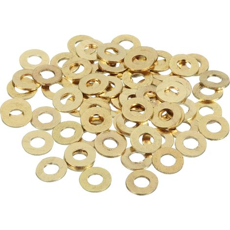 110Pcs Rondelle Métal Plate Laiton, Kit Rondelles Écraseuses Cuivre M4, 4mm Alésage, 9mm OD, 0.8mm Épaisseur Pour Boulons Vis Réparation Mécanique, Construction (1/5)